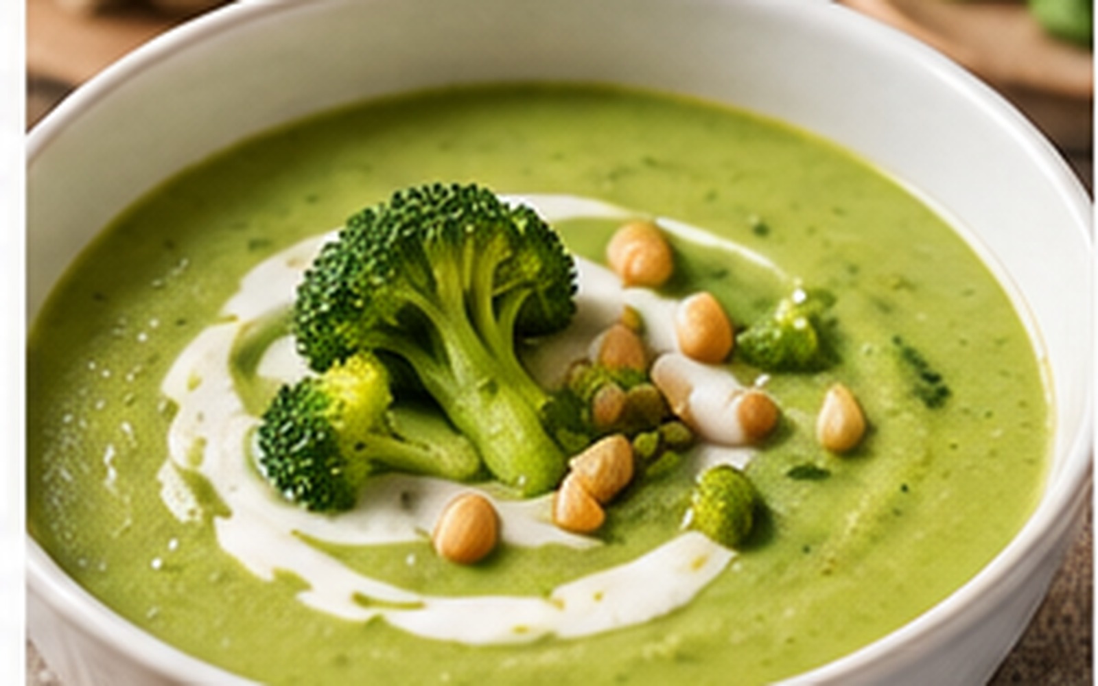 Brokkoli-Cremesuppe mit gerösteten Mandeln