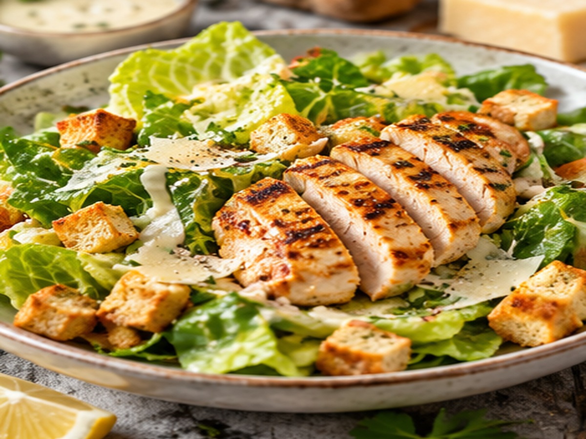 Caesar Salat mit gegrillter Hähnchenbrust