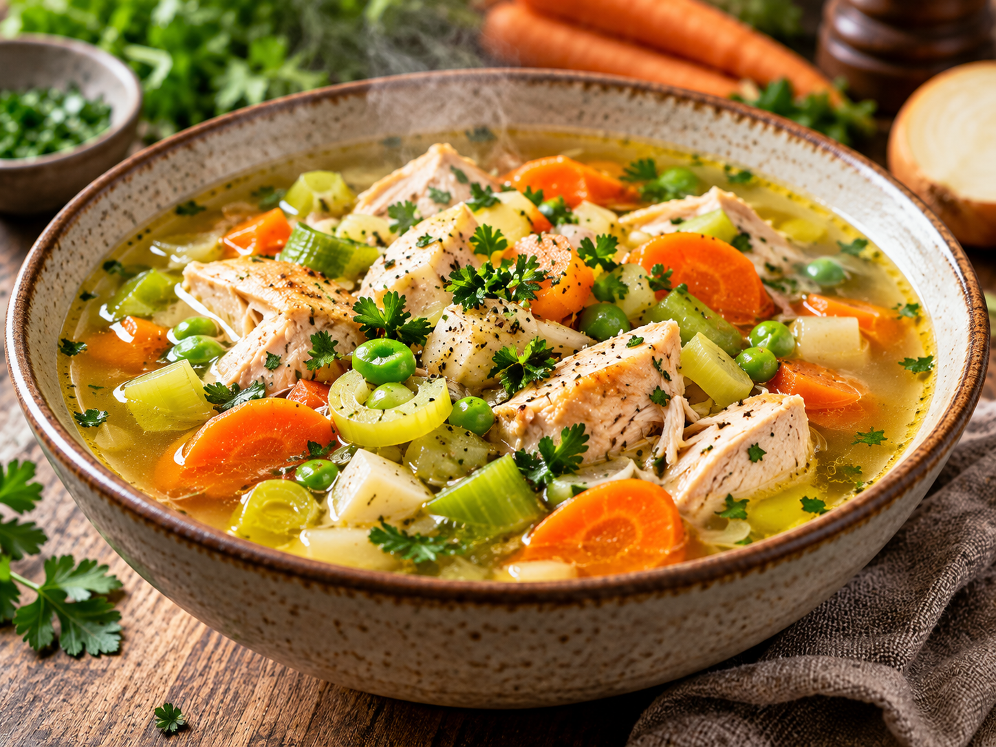 Gemüsesuppe mit Hühnchen
