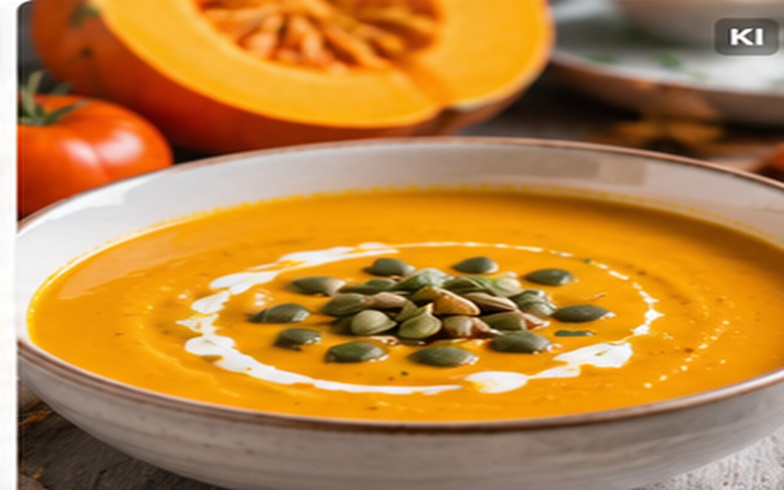 Kürbis-Suppe mit gerösteten Kernen