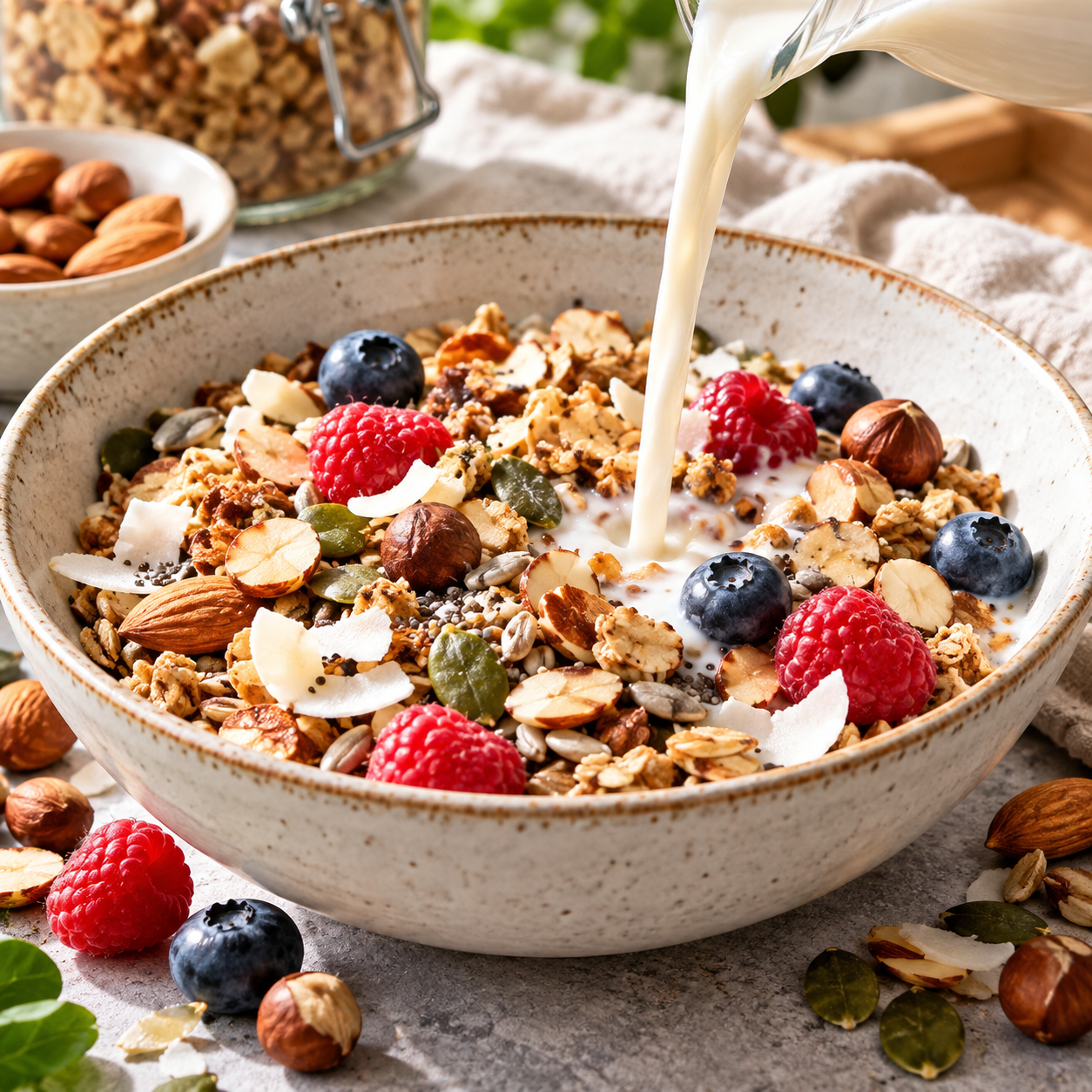 Low Carb Müsli mit Mandelmilch
