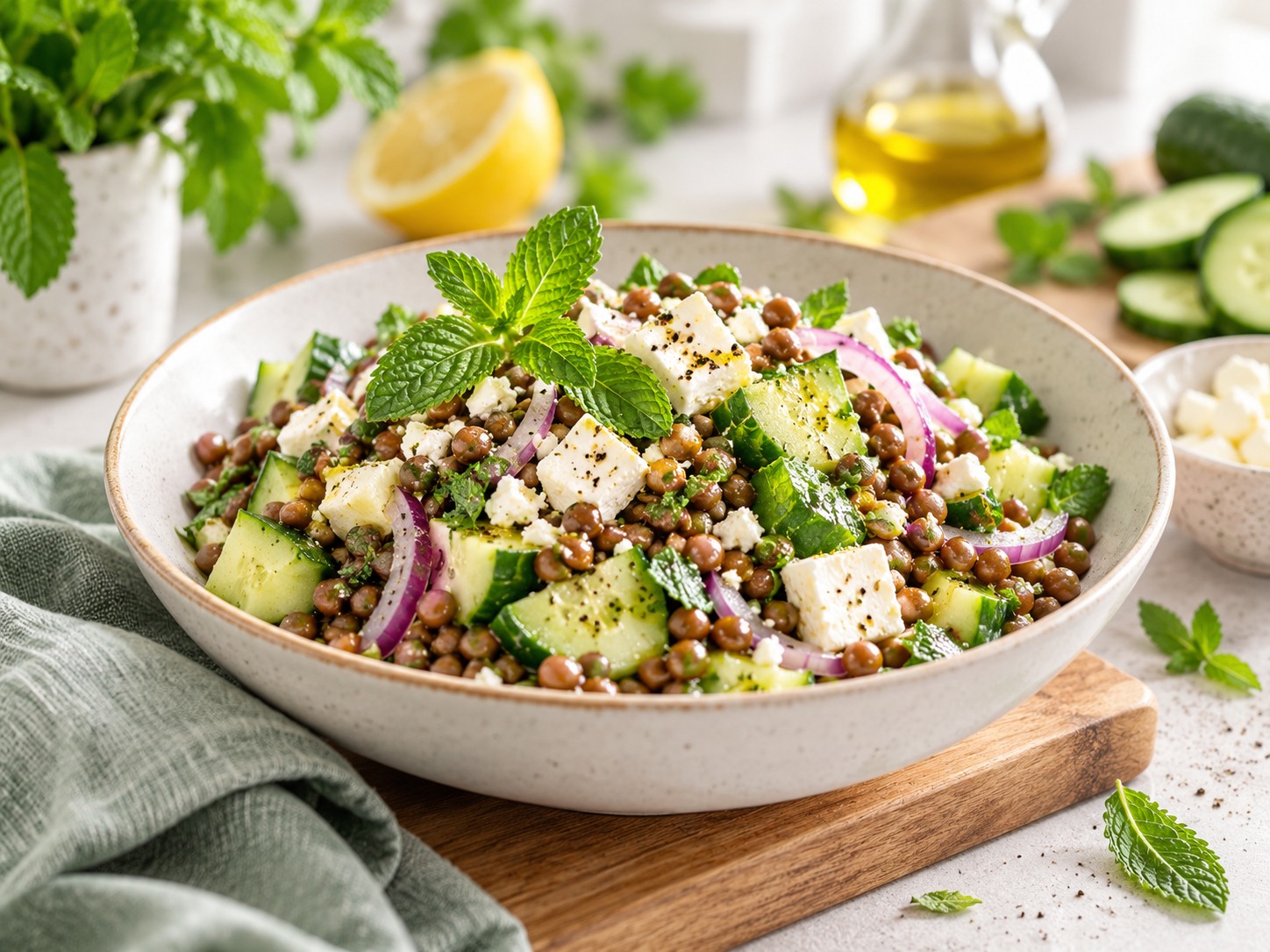 Linsensalat mit Feta und Minze