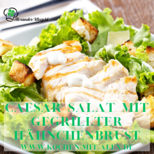 Ein klassischer Caesar Salat mit einem zusätzlichen Protein-Kick durch die gegrillte Hähnchenbrust. Frisch, knackig und sättigend – eine perfekte Low Carb-Mittagsmahlzeit.