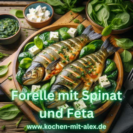 Gebratene Forelle mit Spinat und Feta ist ein köstliches Abendessen, das im Thermomix zubereitet wird. Die Forellen werden saftig und zart, der Spinat ist frisch und der Feta verleiht eine cremige Textur. Genieße diese leckere Mahlzeit! Guten Appetit!