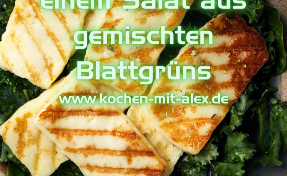 Gebratener Lachs mit einem Salat aus gemischten Blattgrüns - Sehr gesund und lecker