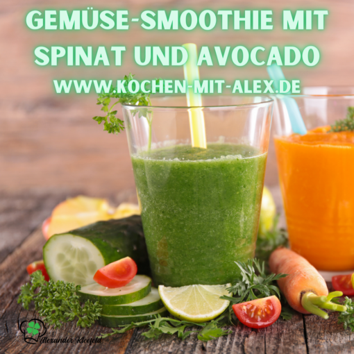 Dieser nährstoffreiche Gemüse-Smoothie ist ein perfekter Start in den Tag. Er kombiniert die gesunden Fette der Avocado mit dem Vitaminreichtum des Spinats und weiterem Gemüse, um Energie zu liefern und den Tag gesund zu beginnen.