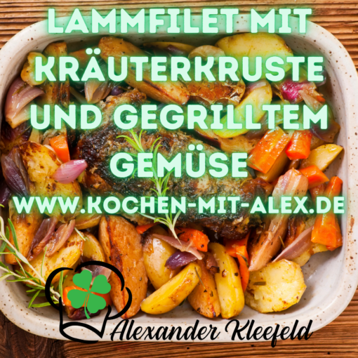 Das Rezept für Tag 12 Ihrer 30-Tage Low Carb Thermomix Challenge ist ein exquisites Lammfilet mit Kräuterkruste, begleitet von gegrilltem Gemüse. Die Lammfilets werden zunächst angebraten und dann mit einer aromatischen Kräuter-Parmesan-Kruste im Ofen zu Ende gegart. Als Beilage dient eine Auswahl an gegrilltem Gemüse, darunter Zucchini, Paprika und Aubergine, gewürzt mit frischen Kräutern und Olivenöl. Dieses Gericht ist nicht nur schmackhaft, sondern auch im Einklang mit einer Low Carb-Ernährung, besonders wenn das Paniermehl durch gemahlene Mandeln ersetzt wird.
