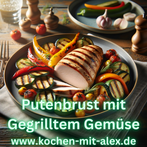 Dieses Rezept für Putenbrust mit gegrilltem Gemüse ist eine einfache und gesunde Mahlzeit, perfekt für einen Low Carb-Abend. Das Gemüse wird sanft im Thermomix Varoma gedämpft, während die Putenbrust in der Pfanne saftig und goldbraun gebraten wird. In nur 30 Minuten haben Sie ein nahrhaftes und köstliches Gericht, das sowohl Eiweiß als auch eine Fülle von Vitaminen und Mineralstoffen bietet. Es ist eine ideale Wahl für alle, die eine ausgewogene Ernährung genießen möchten, ohne auf Geschmack und Qualität zu verzichten.